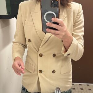 Classic Cream Double-Breasted Blazer